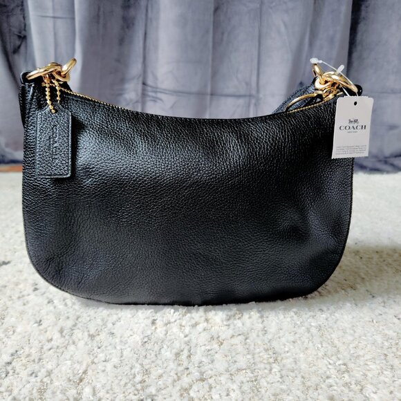 NWT Coach Black Leather Sutton Shoulder Crossbody Bag with Dust Bag - Picture 4 of 16